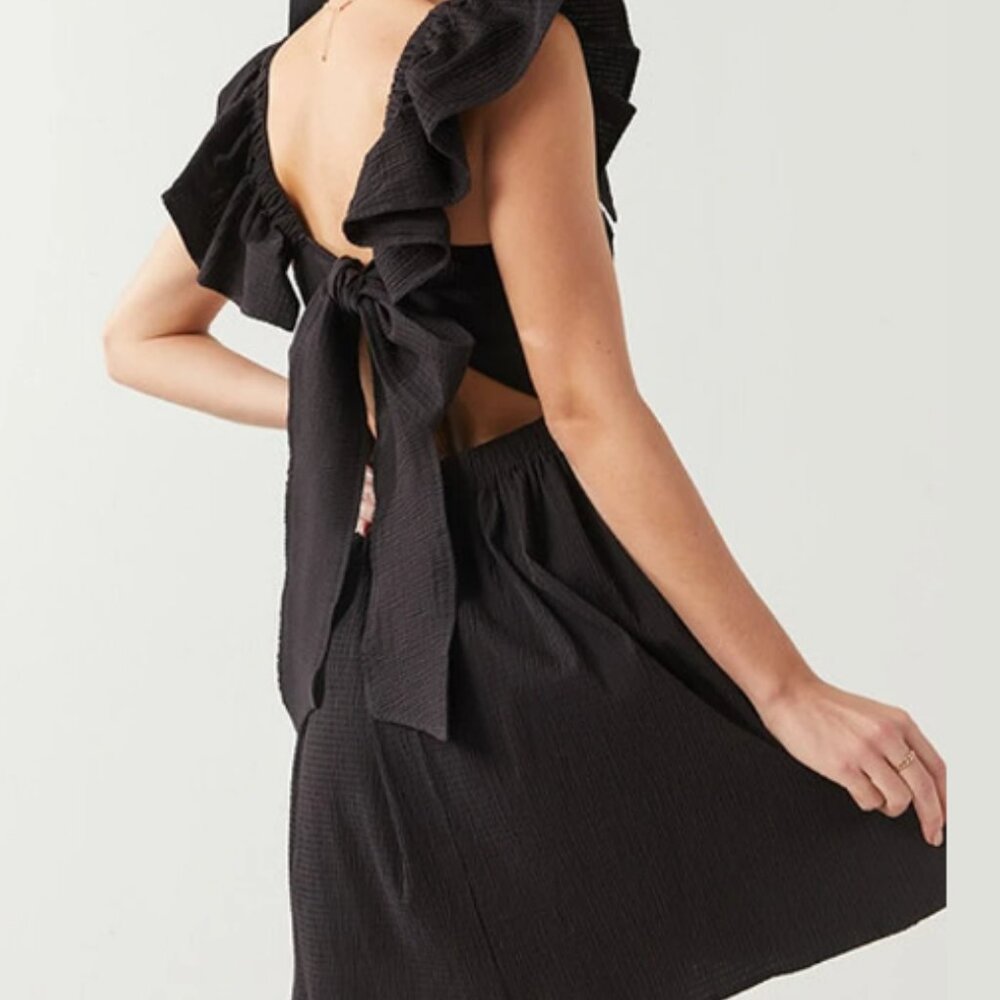 Square Neck Bow Back Mini Dress - Size L